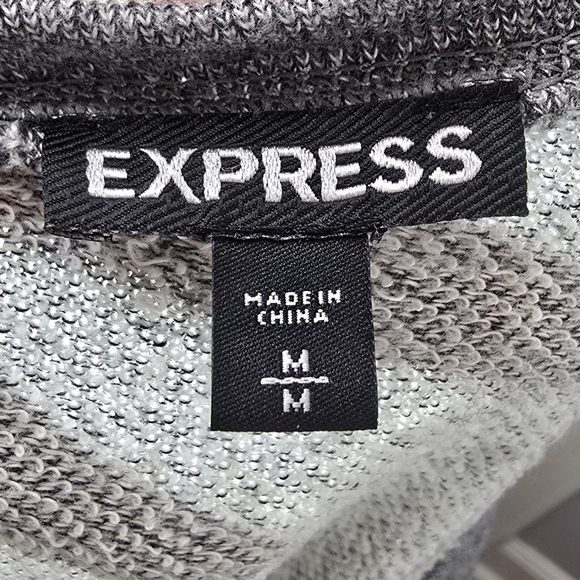 EXPRESS Gray Sequin Raglan Sweatshirt Women's Medium Cozy Cotton Glam Y2K Trendy - Picture 4 of 8